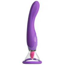 Двусторонний вибратор с помпой и язычком Her Ultimate Pleasure фиолетовый