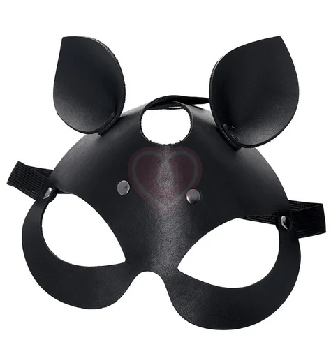 Открытая маска с кошачьими ушками Pecado BDSM черная фото 1