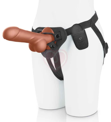 Реалистичный страпон Pegasus с вибрацией и пультом управления 21 см телесный фото 1