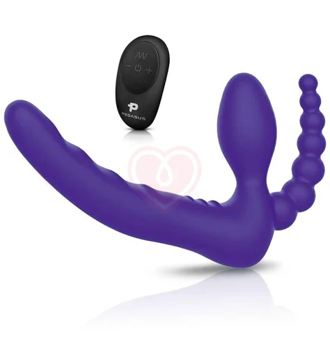 Безремневой страпон с пультом управления Pegasus Strapless фиолетовый фото 1