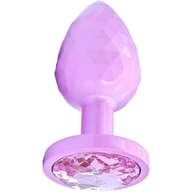 Текстурная алюминиевая анальная пробка Kanikule Medium с кристаллом розовая