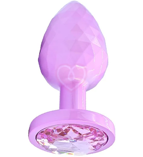 Текстурная алюминиевая анальная пробка Kanikule Medium с кристаллом розовая фото 1