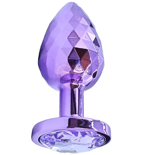 Текстурная алюминиевая анальная пробка Kanikule Large с кристаллом фиолетовая фото 1