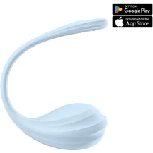 Виброяйцо Satisfyer Smooth Petal с управлением со смартфона голубое