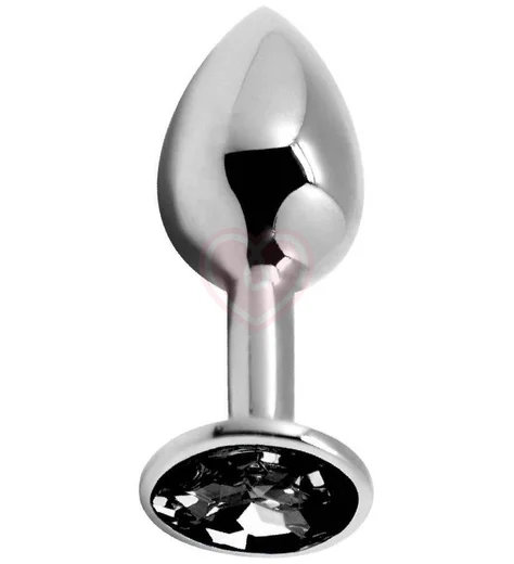 Анальная пробка Alive Mini Metal Butt Plug M с чёрным кристаллом фото 1