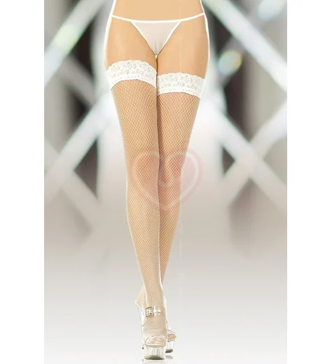 Чулки в мелкую сетку Soft Line Collection белые фото 1