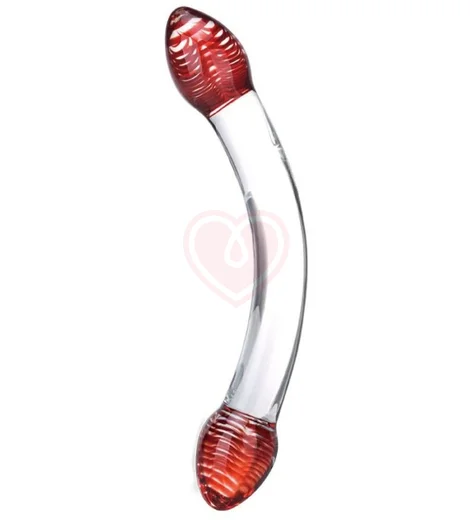 Изогнутый двойного стеклянный фаллос Red Head фото 1