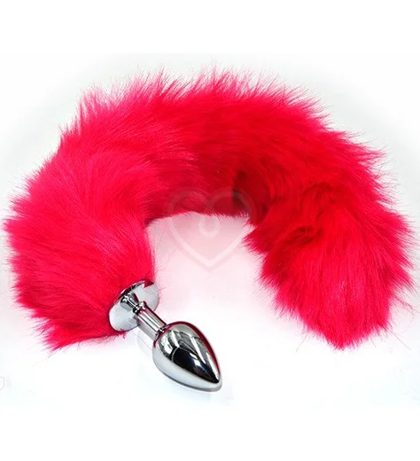 Анальная пробка с розовым гибким хвостом из искусственного меха фото 1