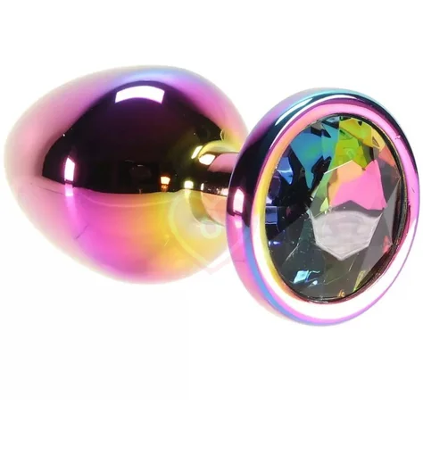 Анальная пробка с кристаллом Kanikule Large неохром фото 1