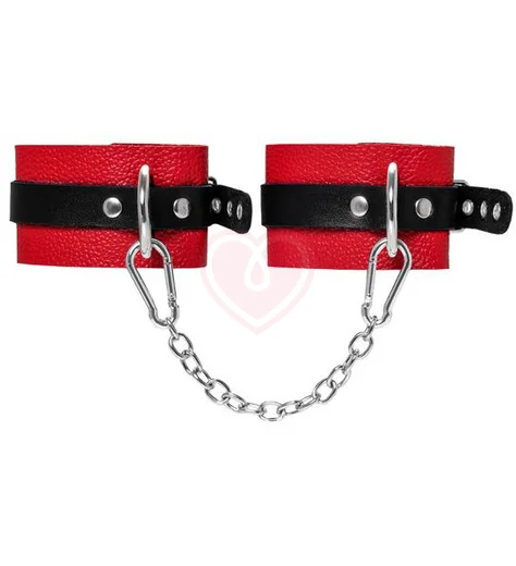 Мягкие оковы для ног с люверсами Pecado BDSM красные с черным фото 1