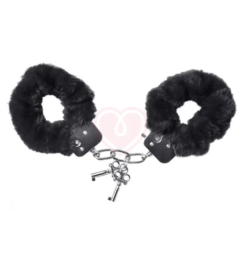 Наручники с мехом ToyFa Theatre Fur чёрные фото 1