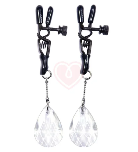 Зажимы на соски с подвесами с хрустальными капельками фото 1