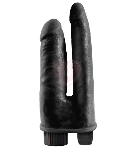 Вибратор реалистик на присоске двойной King Cock Double Penetrator чёрный фото 1