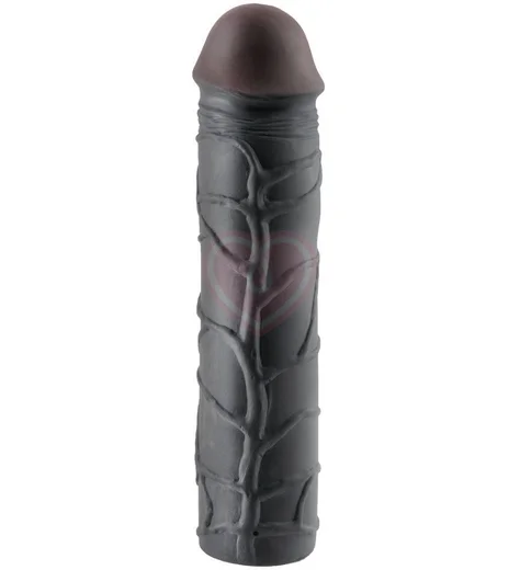 Удлиняющая и утолщающая насадка для пениса Mega Extension 23 см черная фото 1