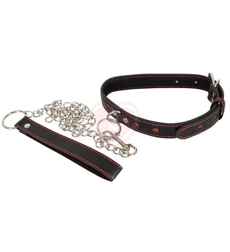 Регулируемый ошейник с сердцами и поводком-цепочкой Bad Kitty фото 1