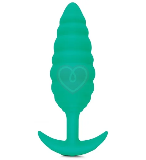 Ребристая вибропробка b-Vibe Twist Texture Plug зелёная фото 1