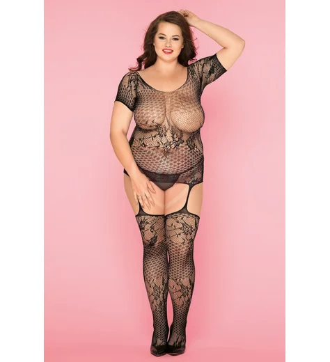 Кэтсьют с коротким рукавом и имитацией чулок со стрингами Candy Girl Baby фото 1