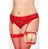 Пояс для чулок и стринги кружевные SoftLine Plus size красные фото 1