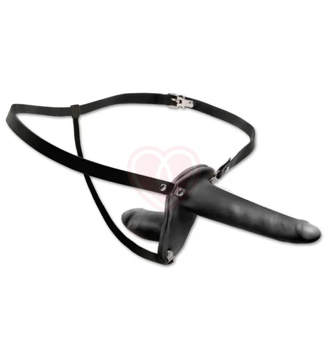 Тонкий двойной страпон Double Penetrix Strap-on чёрный фото 1