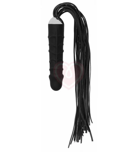 Плётка с ручкой-фаллоимитатором Ouch! Whip with Realistic Silicone Dildo чёрная фото 1