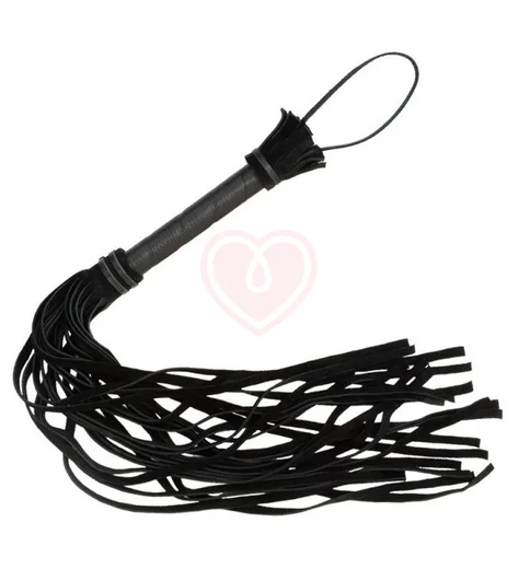 Флоггер с хвостами из велюровой кожи чёрный фото 1