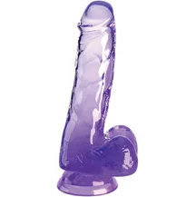 Гелевый фаллоимитатор с мошонкой King Cock Clear 13 см фиолетовый