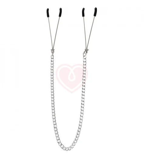 Зажимы-вилки на соски с цепочкой Pecado BDSM серебряный фото 1