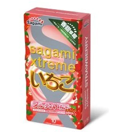 Презервативы Sagami Xtreme Strawberry со вкусом клубники 10 шт фото 1