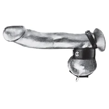 Болстретчер на кнопках с кольцом для грузов Cock Ring with Ball Stretcher