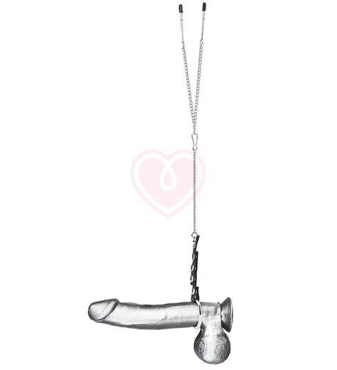 Кольцо на член с зажимами для сосков Cock Ring with Nipple Tweezers фото 1