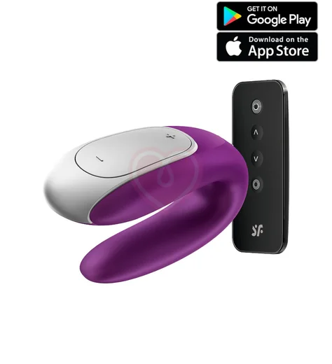 Парный вибратор Satisfyer Double Fun с управлением от приложения или пульта фиолетовый фото 1