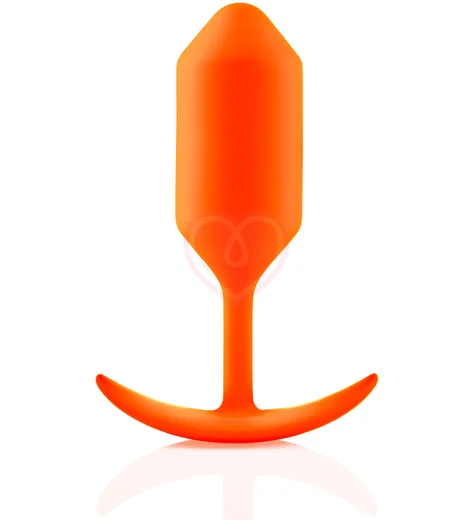 Утяжелённая анальная пробка для ношения b-Vibe Snug Plug 3 средняя оранжевая фото 1