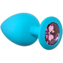 Большая анальная пробка Emotions Cutie Large бирюзовая с розовым кристаллом