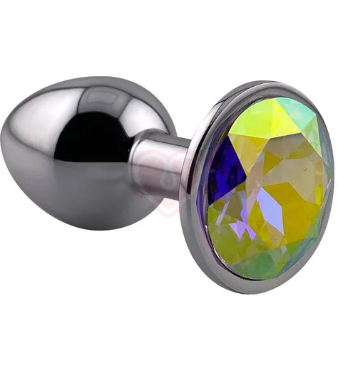 Алюминиевая анальная пробка Kanikule Small с кристаллом цвета опала фото 1