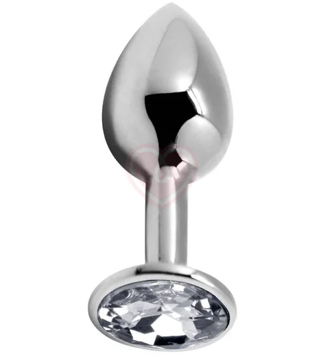Анальная пробка Alive Mini Metal Butt Plug M с прозрачным кристаллом фото 1