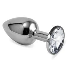 Анальная пробка Silver с прозрачным кристаллом