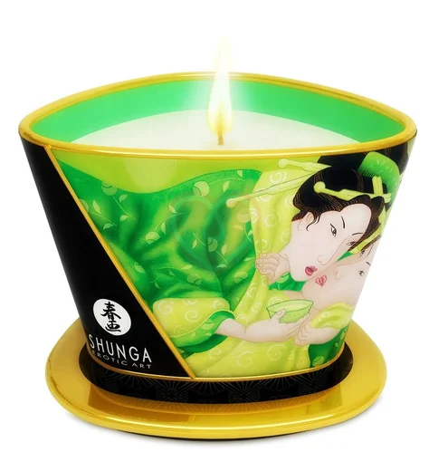Массажное аромамасло в виде свечи Shunga Exotic Green Tea Зелёный чай 170 мл фото 1