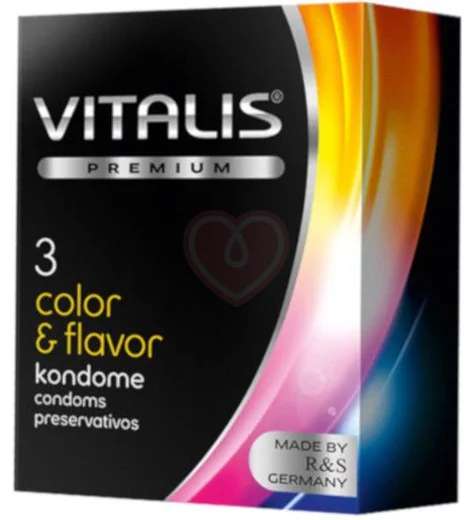 Разноцветные ароматизированные презервативы Vitalis Premium Color & Flavor 3 шт фото 1
