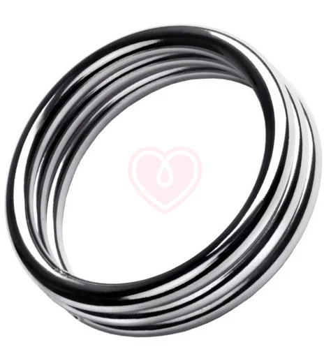 Тройное металлическое кольцо на пенис ToyFa Metal размер L фото 1