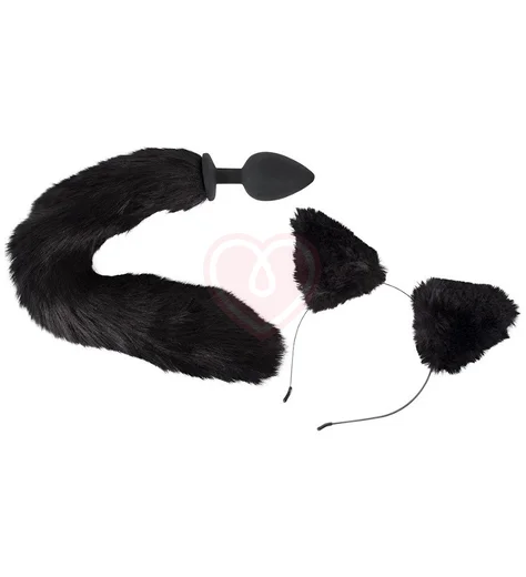 Анальная пробка с хвостом и ушки кошки Pet Play Plug and Ears фото 1