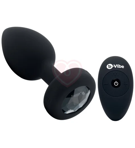 Вибропробка b-Vibe Vibrating Jewel Plug с кристаллом и пультом чёрная фото 1