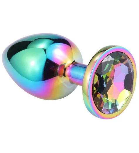 Анальная пробка с кристаллом Kanikule Medium неохром фото 1