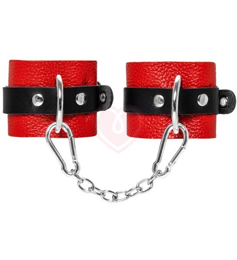 Мягкие наручники с люверсами Pecado BDSM красные с черным фото 1