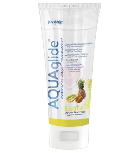 Съедобный лубрикант Aquaglide со вкусом экзотических фруктов 100 мл фото 1