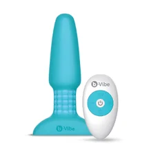 Анальная вибропробка с ротацией b-Vibe Rimming 2 голубая