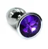 Маленькая алюминиевая анальная пробка Small с фиолетовым стразом фото 1