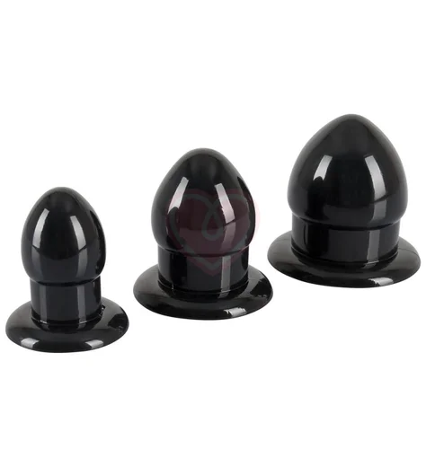 Набор из 3 чёрных анальных пробок Plug Kit чёрные фото 1