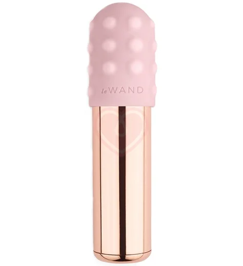Маленькая вибропуля с двумя насадками Le Wand Bullet розовое золото фото 1