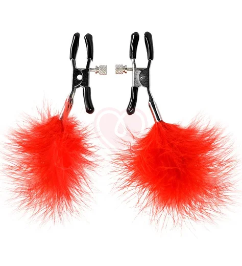 Зажимы для сосков с красными перьями ToyFa Theatre фото 1