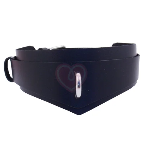 Ошейник Лунный Свет с двухслойным ремешком и колечком чёрный фото 1